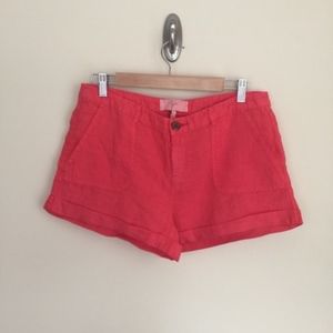 Joie poppy red linen cuffed shorts 6